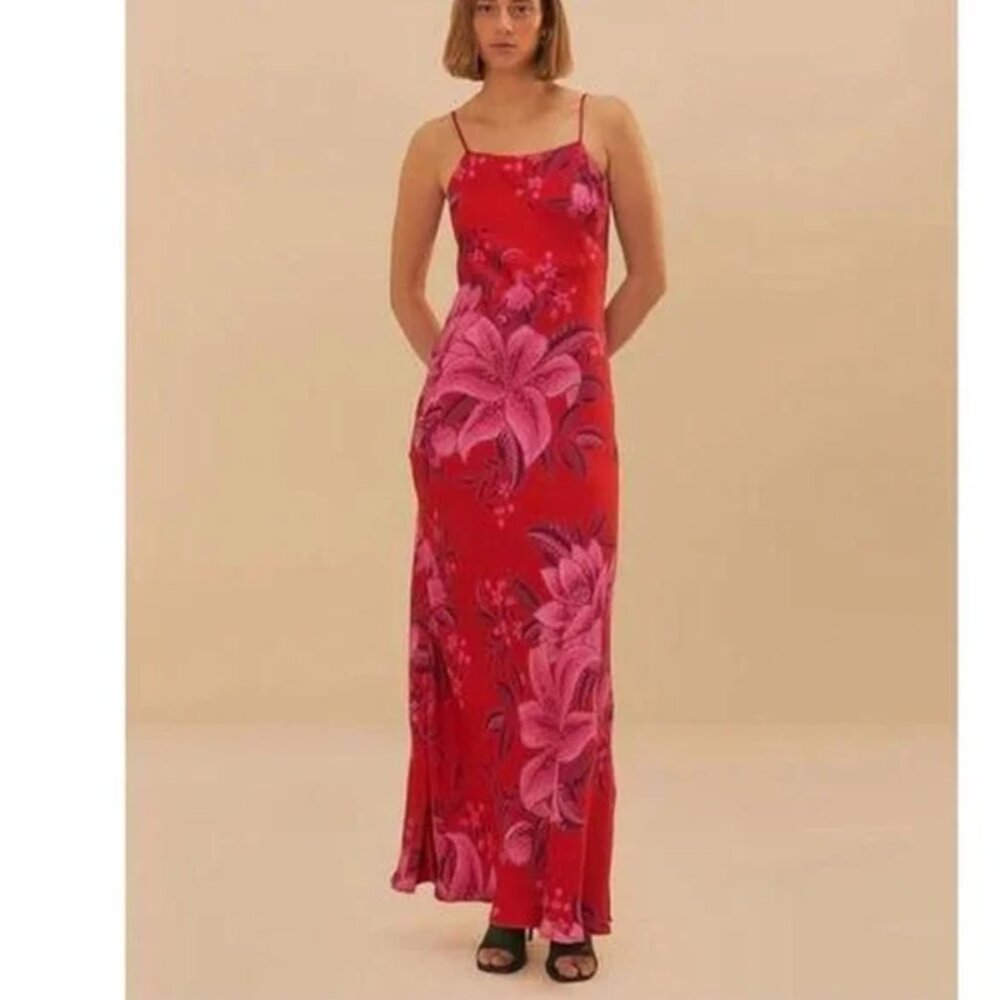 Farm Rio Floral Design Spaghetti Straps Maxi Dress
